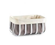 Zeller 2058004 Panier à Pain avec Sac en Toile/Chromé Argent 22 x 15 x 11 cm