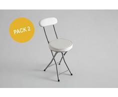 Kit Closet Lot de 2 chaises Pliantes rembourrées Blanc 74 x 50 x 30 cm