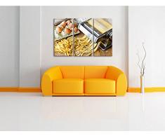 Machine à pâtes Pasta Italia 3-piece Canvas Art 120x80 image on canvas, XXL huge Pictures completely framed with stretcher, Art print on wall picture with frame, gänstiger as a painting or an oil painting, not a poster or banner