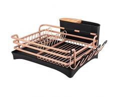 BRIAN & DANY Égouttoir à Vaisselle en Aluminium avec Plateau Amovible, 46 x 37.8 x 15.7 cm, Doré