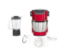 Moulinex QA311510 Robot Pâtissier avec Blender Wizzo Pétrin Fouet Flex Batteur Électrique 7 Vitesses Pulse 1000W Cuisine Rouge