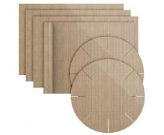 EXTSUD Lot de 6 Tapis de Cuisson Réutilisables Anti-adhésif Feuilles de Cuisson Durables Lavable Résistant à la Chaleur pour Four (4 carrés 36 * 42cm+2 x Rondes diam 38 cm)