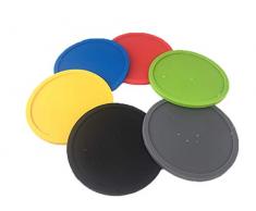 Tafeiya 6 x Premium en caoutchouc en silicone Hot Dessous de Verre Antidérapant rond doux Subtil à lèvres Café Mug à bière Bouteille en verre de vin Tasse Pad Tapis (Vert Bleu Jaune Rouge Noir Gris)