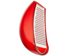 Alessi Aaru01 R Parmenide Râpe à Fromage avec Récipient en Résine Thermoplastique, Rouge et Acier Brillant