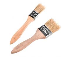 dailymall Ensemble de 2 pinceaux à pâtisserie avec Poils de Sanglier et poignées en Bois Dur, brosses à Marinade pour Cuisson au Barbecue, Sauce Barbecue, résistant à la Chaleur, 70 ℃