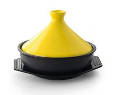 SCSBJ Casserole Tajine Tagine en CéRamique Double Oreille Casserole en CéRamique Casserole Fruits de Mer Hot Pot Cuit à La Vapeur Riz RagoûT,Jaune