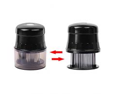 Zunbo 1Pc Attendrisseur de Viande à Lames en Aiguilles, Ultra Coupantes en Acier Inoxydable, Ustensiles de Cuisine Professionnels pour BBQ Marinade Boeuf Porc Steak Poulet, Noir