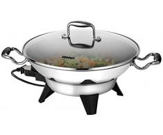 Unold 48736 Wok Edel, capacité 6 l 1800 W, électrique, Acier Inoxydable, 32 cm de diamètre, réglage de la température en continu de 80 °C à 210 °C, Passe au Lave-Vaisselle