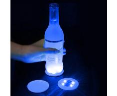 Dessous de verre LED, mini tapis lumineux pour bouteille de bière, verre à vin, tapis lumineux, autocollants, dessous-de-verre pour maison, fête, club, bar, bleu, free size