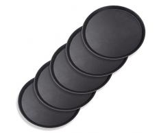 Schramm® 5 pièces Gastro Tray 35cmx2cm Rond Noir Paquet de 5 avec revêtement antidérapant Bord Haut Plateau de Serveur Plateau de Serveur Gastro Tray