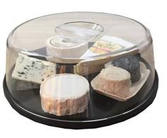 Caroussel Castel - C33-NOIR - Plateau à Fromage avec Plateau tournant 33 cm Noir et Cloche Transparente