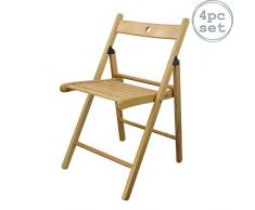 Chaises en bois pliantes - couleur bois naturel - lot de 4