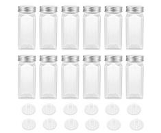 BESTonZON 12 PCS Bocal à Épices Carré Contenants en Verre pour épices, Condiments, assaisonnements,Bonbons