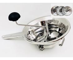 MGI DEVELOPPEMENT moulin à légumes Professionnel et Ses 3 grilles en INOX Made in Italy, Haut de Gamme 24 cm diam.