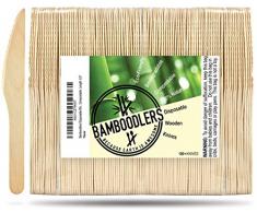 BAMBOODLERS Couteaux en bois jetables | 100% naturels, écologiques, biodégradables et compostables - Parce que la Terre c’est super ! Lot de 100 - 16,5 cm Couteaux