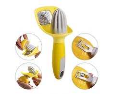 KITCHENDAO Outil dagrumes 4 en 1 - Zester de Citron, Couteau pour Coupe Manche, alésoir pour Agrumes, râpe - Attrape-graines pour éviter Les dégâts - Poignée Soft-Touch - Va au Lave-Vaisselle