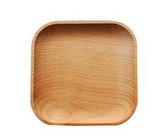 ShenYo Mini Plateau en Bois Rond/carré, Plat de Service de Plat de Bol de trempage dépice de Sauce de Dessert de Plat de Plats pour lécole de Home Office