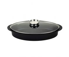 ROSSETTO Plat Ovale de 42cm avec Couvercle Verre, Revêtement Céramique, Fonte d’Aluminium Tous Feux Dont Induction (Bleu Métal)