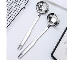 Promotion de cuillère à café, soupe louche passoire couverts ustensiles de cuisine en acier cuillère à fente ustensile de cuisine 2pcs cuisine, salle à manger et bar argent