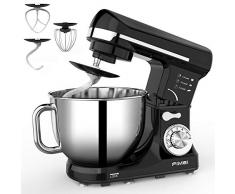 Robot Pâtissier, FIMEI Robot de Cuisine Multifonction 1000W Robot Pétrin Professionnel avec Bol dAcier Inox 5L, Robot Culinaire avec Batteur, Crochet et Fouet (Noir)