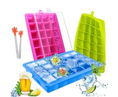 TedGem Bac à glaçon, Bac à Glaçons en Silicone, Moules à Glace LFGB et BPA Free Silicone Certifié Glace Cube Tray Bière Whisky Cocktail d’autre boisson (bleu rose vert, 3 pack)