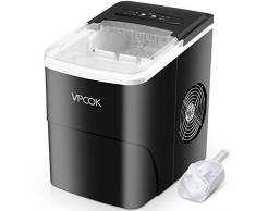VPCOK Machine à glaçons, Machine à glace avec cuillère à glace et panier, 26 lbs/12 kg en 24 Hours, 2 tailles de Glaçons, 2,2 L, 9 Glaçons Par 6-13 Min