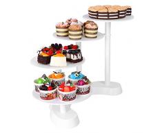 MVpower Support à Gâteau Présentoir à Gâteau Présentoir à Cupcake 4 Plateaux Etages Stand à Gâteaux Blanc Idéal pour Gâteau de Mariage / Anniversaire