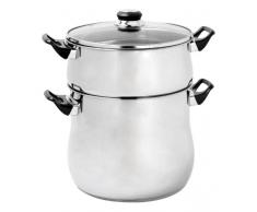 Crealys 504940, Couscoussier Acier Inoxydable 12 litres, Diamètre 24 cm - Poignées thermorésistantes, couvercle verre - Tous feux dont induction