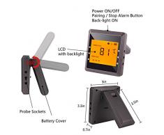 Digital Thermomètre à viande, Aidmax Pro03, thermomètre de cuisson sans fil Bluetooth avec 6 ports sondes, thermomètre de cuisson pour fumoir, four et grill avec deux sondes