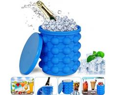 Bacs à Glaçons, Moule à Glaçon Avec Couvercle, Ice Cube Glaçon, Silicone Ice Cube Maker, Magique Seau Glacons à Glace RéUtilisable, 120 Glaçons Ronds, Pour Rafraîchir, Whisky, Cocktail,Boissons,Leau