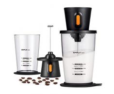 SIMPLETASTE Mousseur de Lait Electrique avec Bécher, Fonctionne avec 2 Piles AA (Non Inclues), Mains Libres, Mousseur à Fouet pour Nespresso, Cappuccino et Café