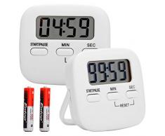 LAOYE 2 Pièces Minuteur de Cuisine Numérique Chronomètre Compte à Rebours Réveil de Cuisine avec Alarme Puissante