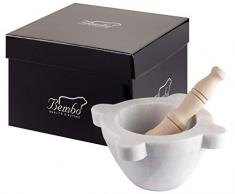 Mortier Bembo pour Pesto ou Epices en Marbre Blanc de Carrare Made in Italy avec Un Pilon - Modèle Genovese (ø 20 cm)