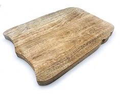 Planche à Découper en Bois de Mangue - Plateau Manguier - Plan de Travail Cuisine pour la Découpe, le Service, Fromage - Support de plats, casseroles, poeles - Préserve les Couteaux de Table - 26x20cm