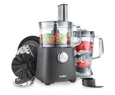 VonShef Robot Multifonction 750W - Robot de cuisine avec blender, mixeur, centrifugeuse, lame de pétrissage, hachoir - Bol de 1,2 L et pichet de 1,8 L
