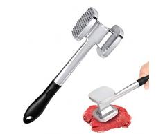 Lanker Attendrisseur à Viande Robuste en Acier Inoxydable Maillet à Double Face en Alliage daluminium 27.7cm KT07