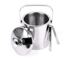 Lawei Seau à Glace Seau à Champagne Double Paroi en Acier Inoxydable avec Pinces couvercles crépine Glaçons Vin Bouteille - 1,3 L