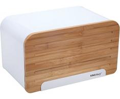 Boîte à pain élégante et tendance avec couvercle en bois (planche à découper) Weiß