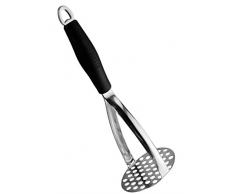 Joyoldelf Presse-purée Manuel Professionnel Robuste, Presse légumes en Acier Inoxydable Broyeur de Pommes de Terre Lisse Éplucheur, Presse Fruit Ecrase Pomme de Terre, Longue Poignée (Blanc argenté)