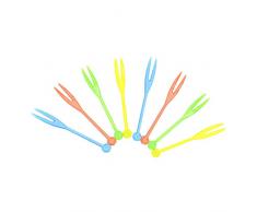 300 pcs 8 cm/7,9 cm jetables Mini Fruits fourchettes Piques pour apéritifs Faite à la Main brochettes en brochettes pour fête Buffet Traiteur Nourriture Alimentation 8cm Mélange de Couleurs