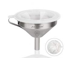 HAUSPROFI Hauspro Entonnoir 5 Pouces en Acier Inoxydable et 200 filtres en Mesh Jam Straining Set passoire pour Le Transfert des ingrédients liquides