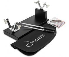 Support à Jambon + Couteau & Fusil à Aiguiser + Couvre Jambon + Torchon + Pinces - Jamonprive Kit de Tranchage Professionnel pour Jambon Serrano, Ibérique et Prosciutto