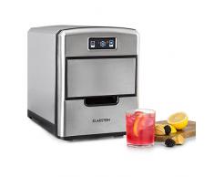 Klarstein Metropolitan - machine à glace, machine à glaçons, 12kg/24h, 180W, 3 tailles de glaçons, frigorigène R600a, réservoir deau de 2,15l, pelle, inox, argent