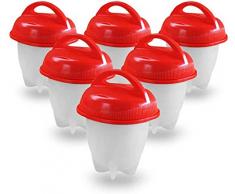6 Cuit Oeufs Pocheuse Silicone Oeuf Easy Eggs Cooker Coquetier Gel de Silice de Qualité Alimentaire sans BPA Faire Bouillir des Oeufs sans Le Coque