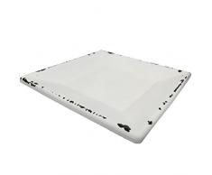 Plateau carré en bois vieilli blanc 15 x 15 cm