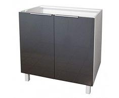 Berlioz Creations CP8BG Meuble Bas de Cuisine avec 2 Portes Gris Haute Brillance 80 X 52 cm