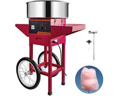 Machabeau Machine Barbe Papa en Couleur Rouge, avec Chariot, Professionnelle, Cotton Candy Machine Idéale pour Réunions et Festivals