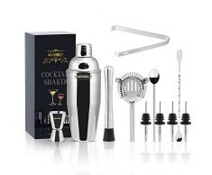 GWHOLE Kit Shaker à Cocktail Professionnel en INOX 750ml, Set de 11 Pièces