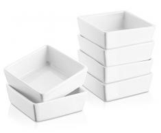 DOWAN Ramequins Porcelaine, 175ML Moule à Soufflé Crème Brûlée, Ramequins pour la Cuisson, Mini Bols pour Trempette, Collation et Ingrédients, Lot de 6, 9 x 3.3cm, Blanc