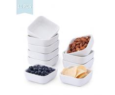 Lot de 10 ramequins en porcelaine de 7,6 cm - Blanc - Carré élégant - Tasses de cuisson en porcelaine - Pour pudding, crème brulee, cupcakes et plats à souffle
